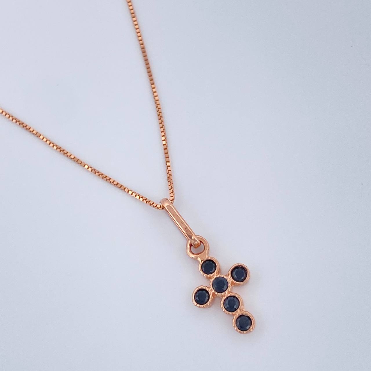 Set Cadena y Dije Veneciana + Cruz 1.8gr / 45.5cm / Oro Rosa 18K (Oferta) &
