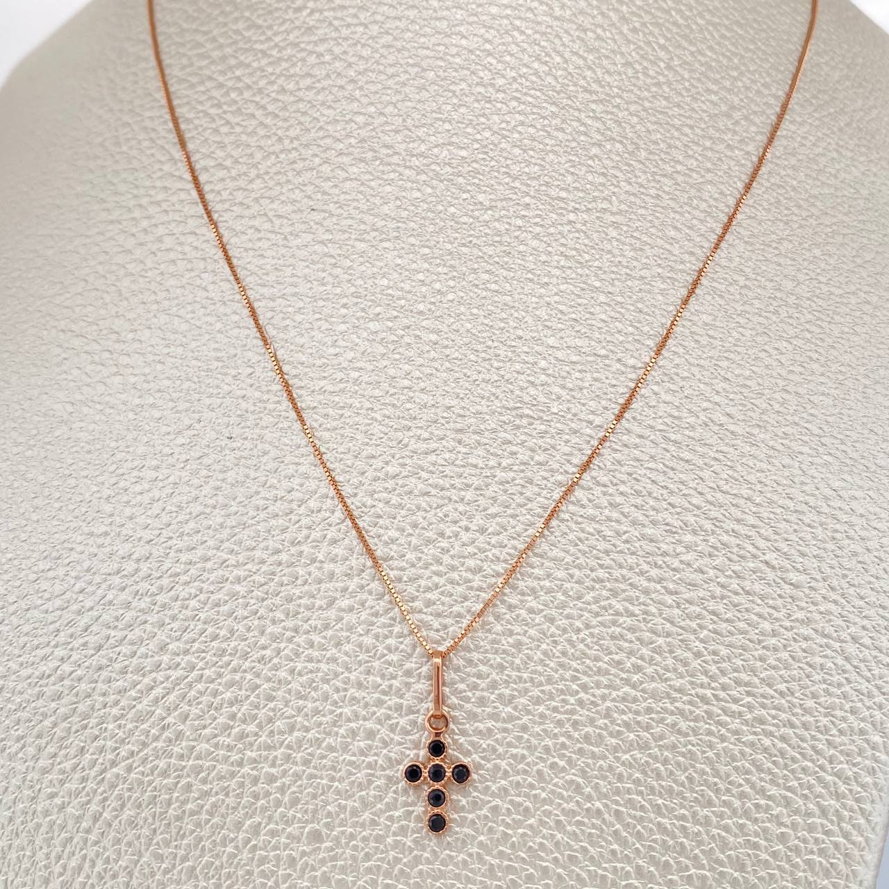 Set Cadena y Dije Veneciana + Cruz 1.8gr / 45.5cm / Oro Rosa 18K (Oferta) &