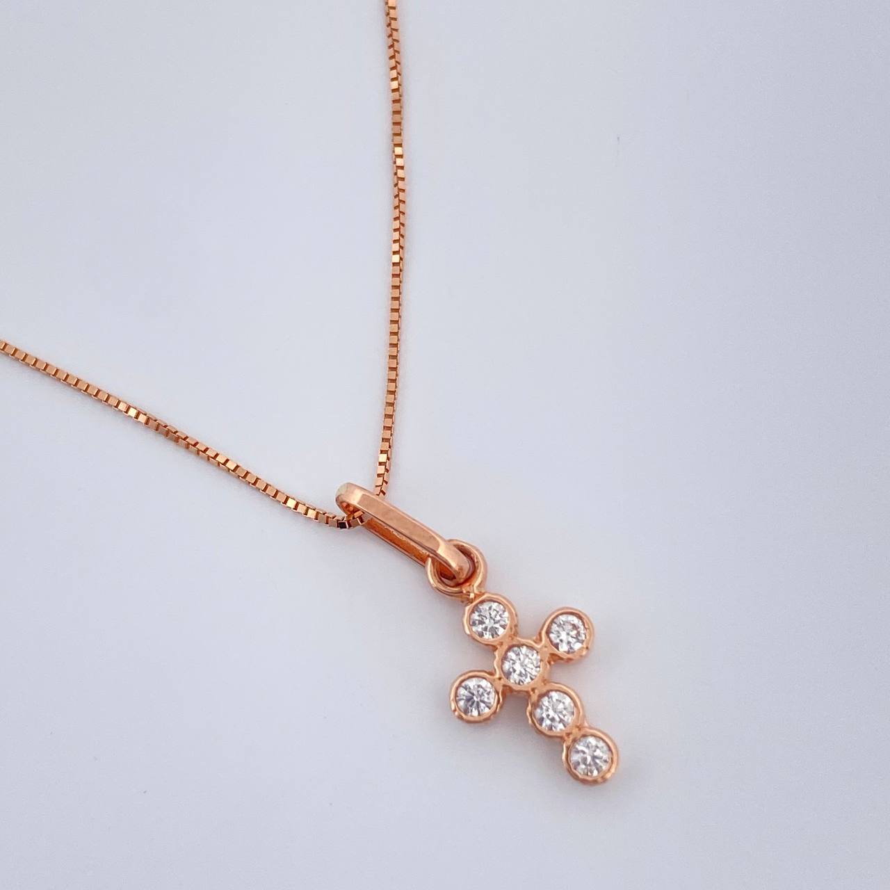 Set Cadena y Dije Veneciana + Cruz 1.8gr / 45.4cm / Oro Rosa 18K (Oferta) &