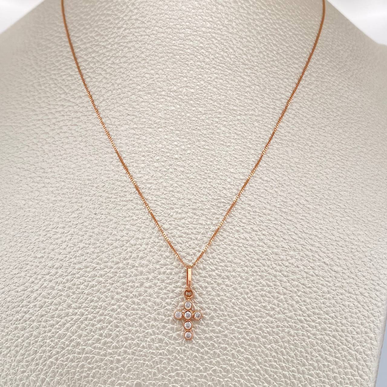 Set Cadena y Dije Veneciana + Cruz 1.8gr / 45.4cm / Oro Rosa 18K (Oferta) &