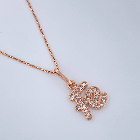 Set Cadena y Dije Veneciana + Fe 2.1gr / 45.5cm / Oro Rosa 18K (Oferta) &