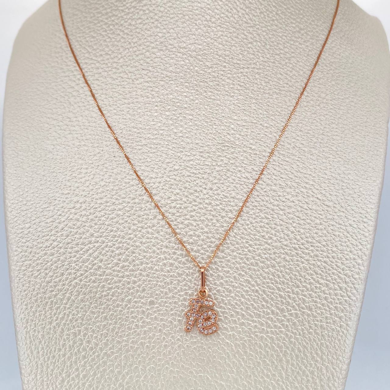 Set Cadena y Dije Veneciana + Fe 2.1gr / 45.5cm / Oro Rosa 18K (Oferta) &