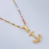 Set Cadena y Dije Flor Espejo + Ancla 1.55gr / 45cm / Tres Oros 18K (Oferta) &