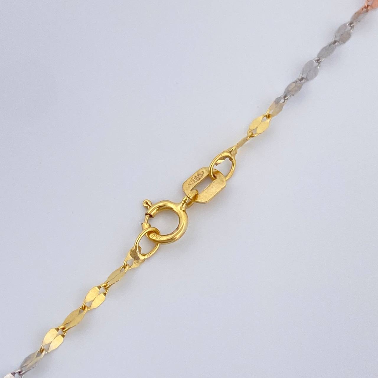 Set Cadena y Dije Flor Espejo + Ancla 1.55gr / 45cm / Tres Oros 18K (Oferta) &