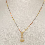 Set Cadena y Dije Flor Espejo + Ancla 1.55gr / 45cm / Tres Oros 18K (Oferta) &