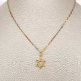 Set Cadena y Dije Flor Espejo + Estrella De David 1.7gr / 45cm / Tres Oros 18K (Oferta) &