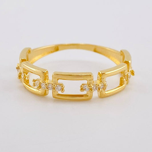 Anillo Eslabon Cuadriculado 1.55 g / T6 1/2 Oro Amarillo 18K