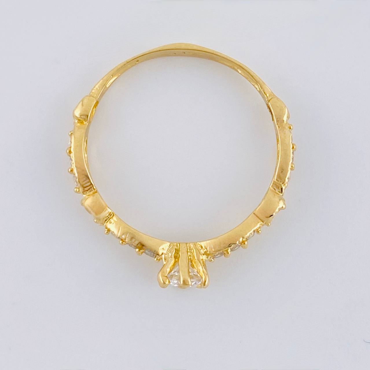 Anillo Solitario Doble Moño 2 g / T7 Oro Amarillo 18K