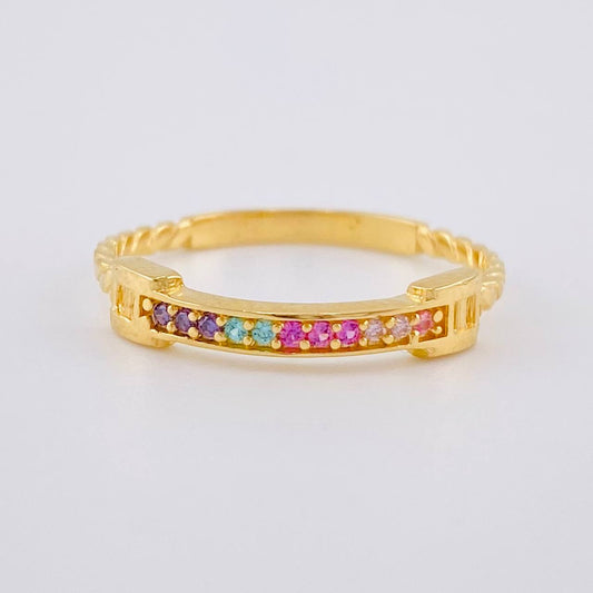 Anillo Carril Cuadrado Trenzado 1.65 g / T7 Oro Amarillo 18K