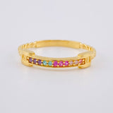 Anillo Carril Cuadrado Trenzado 1.65 g / T7 Oro Amarillo 18K