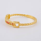 Anillo Carril Cuadrado Trenzado 1.65 g / T7 Oro Amarillo 18K