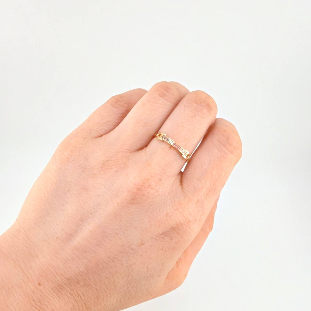 Anillo Carril Cuadrado Trenzado 1.65 g / T7 Oro Amarillo 18K