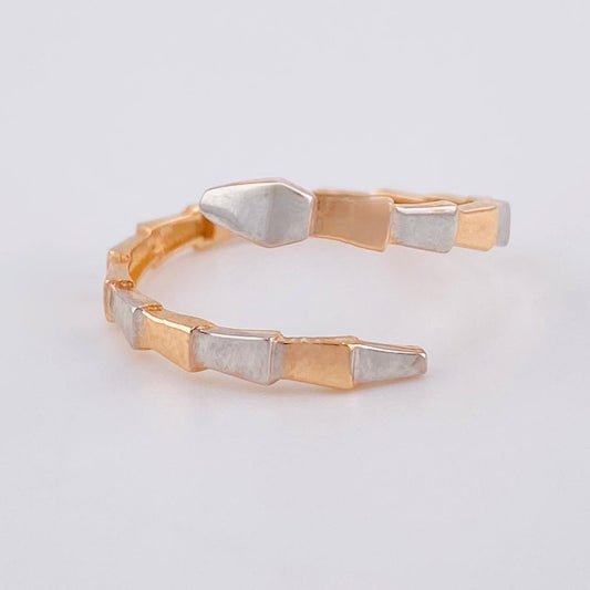Anillo Abrazo Serpiente Geometrica 1.65 g / T8 Dos Oros Blanco Rosa 18K