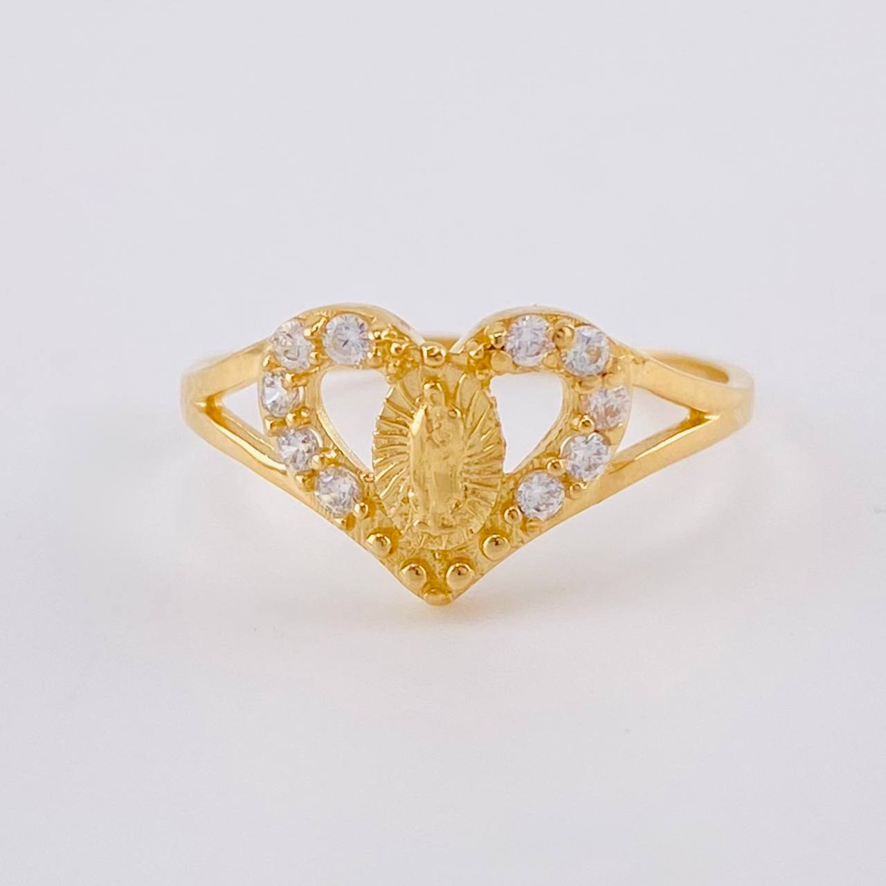 Anillo Corazón Virgen Guadalupe 1.65 g / T6 1/4 Oro Amarillo 18K