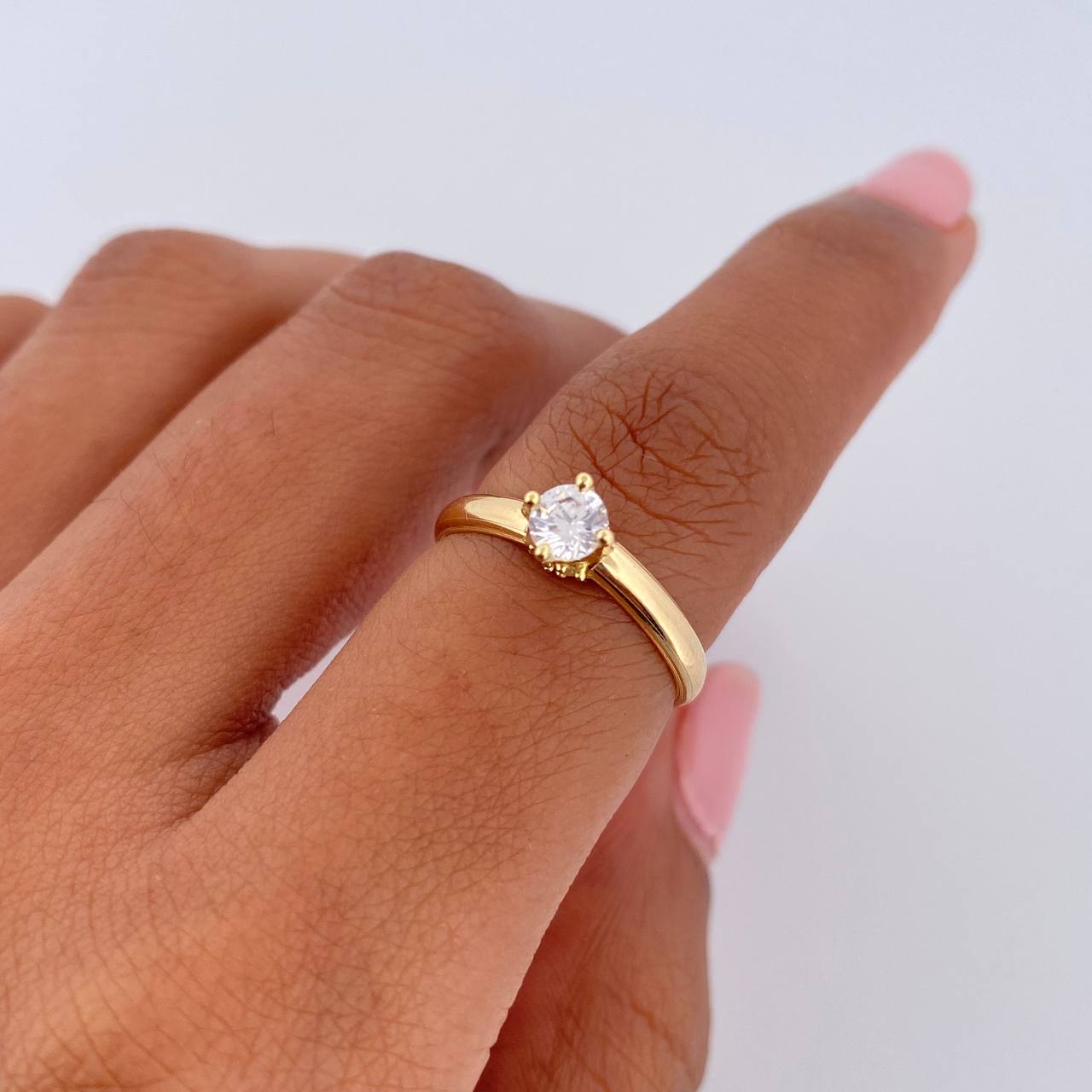 Anillo Solitario Clasico Base 1.1gr / T3 3/4 / Oro 18K $