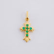 Dije Cruz Tres Puntas Esmeraldas 7pts 0.95g / 2.1cm Oro Amarillo 18K