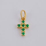 Dije Cruz Tupida Esmeraldas 12pts 0.75g / 1.5cm Oro Amarillo 18K