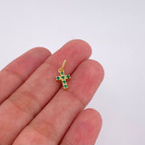Dije Cruz Tupida Esmeraldas 12pts 0.75g / 1.5cm Oro Amarillo 18K
