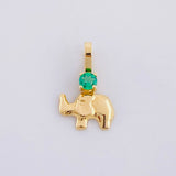 Dije Elefante Esmeralda 6pts 0.3g / 1.3cm Oro Amarillo 18K