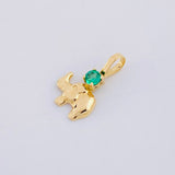Dije Elefante Esmeralda 6pts 0.3g / 1.3cm Oro Amarillo 18K