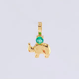 Dije Elefante Esmeralda 6pts 0.3g / 1.3cm Oro Amarillo 18K