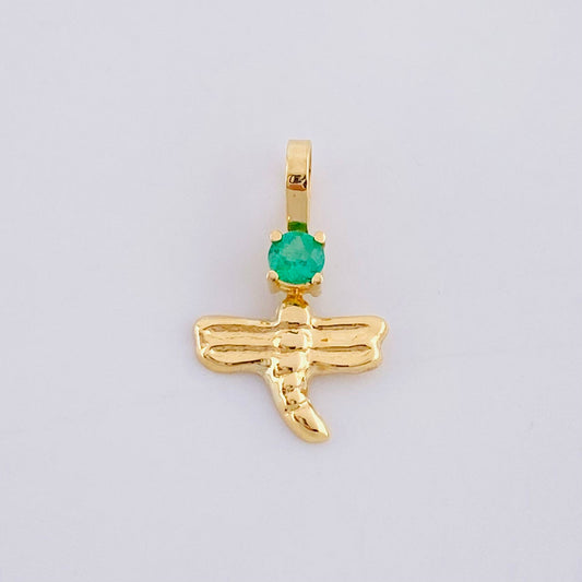 Dije Libelula Esmeralda 6pts 0.35g / 1.4cm Oro Amarillo 18K