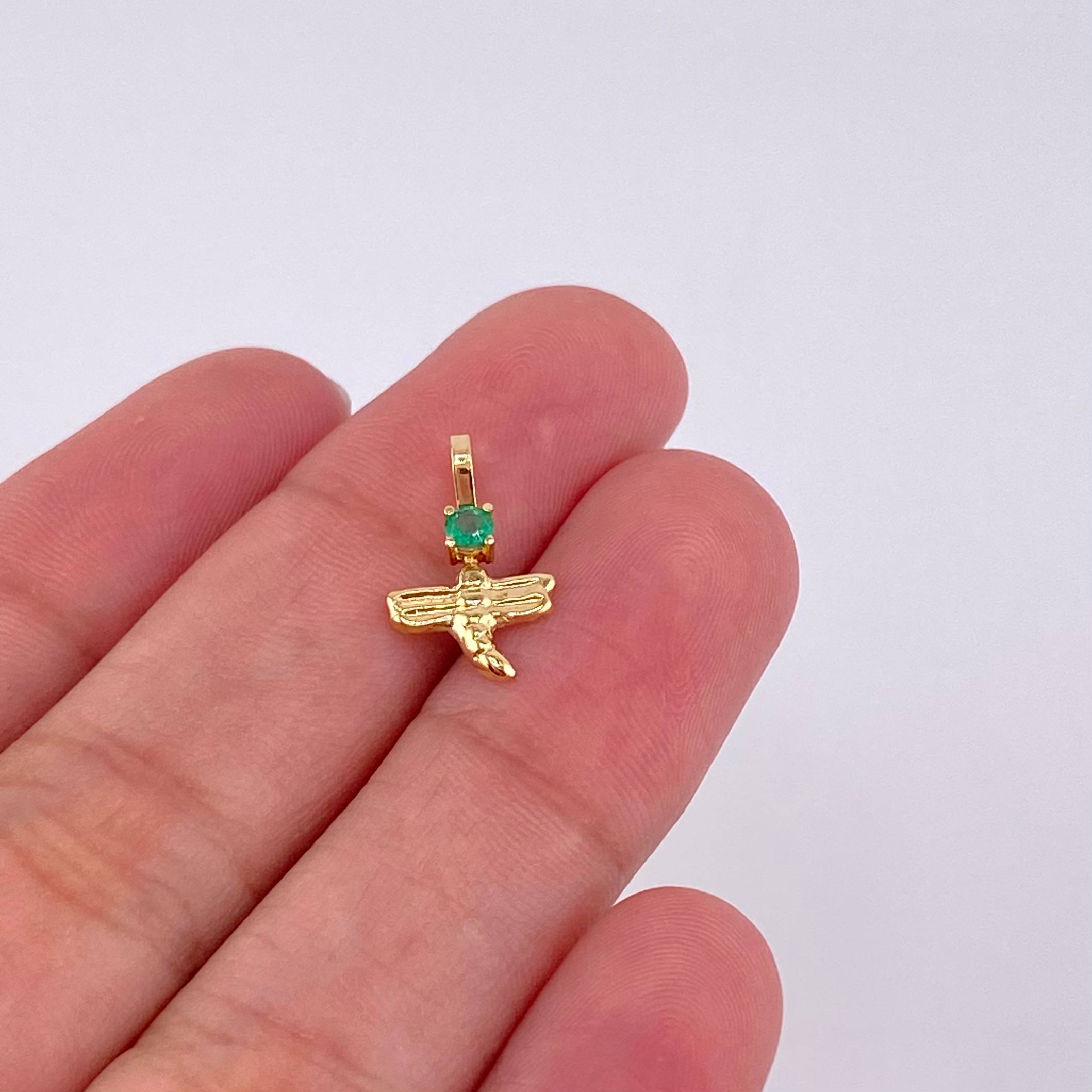 Dije Libelula Esmeralda 6pts 0.35g / 1.4cm Oro Amarillo 18K