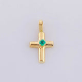 Dije Cruz Lisa Chispa Esmeralda 3pts 0.3g / 1.4cm Oro Amarillo 18K