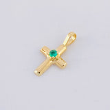 Dije Cruz Lisa Chispa Esmeralda 3pts 0.3g / 1.4cm Oro Amarillo 18K