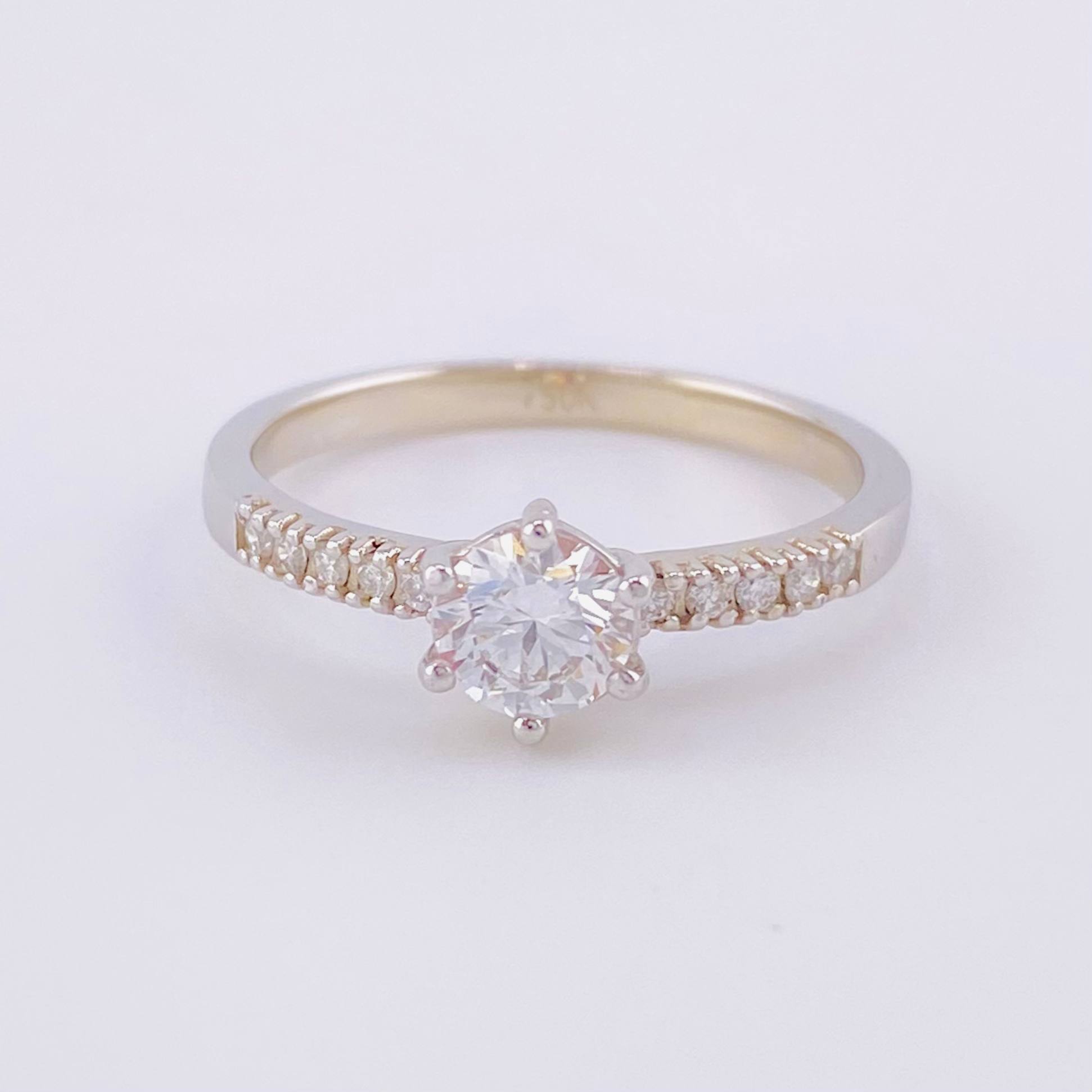 Anillo Solitario Seis Garras Diamantes 9pts 2.5g / T6 3/4 Oro Blanco 18K