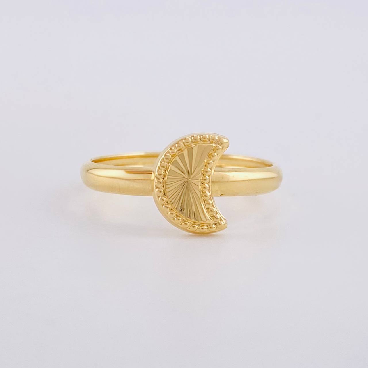 Anillo Media Luna Diamantada 1g / T8 3/4 Oro Amarillo 18K