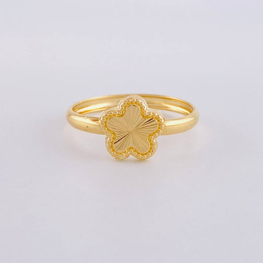 Anillo Flor Diamantada 1.05g / T7 1/4 Oro Amarillo 18K