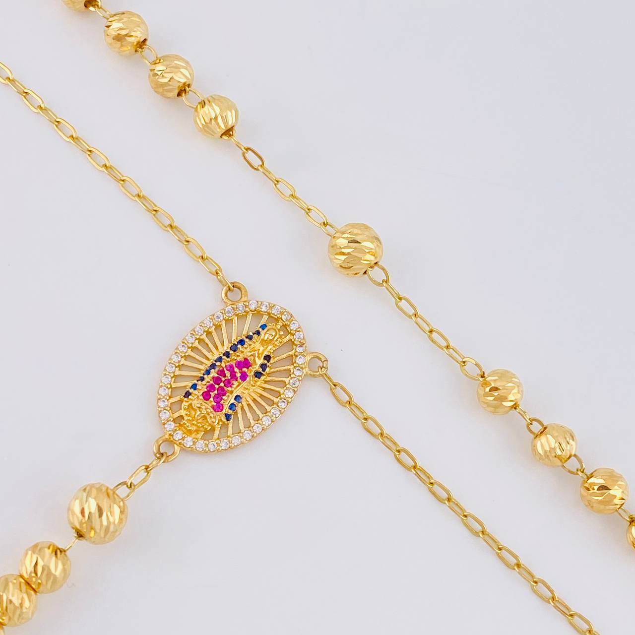 Rosario Virgen de Guadalupe 13.5g / 61cm / 5mm Oro Amarillo 18K