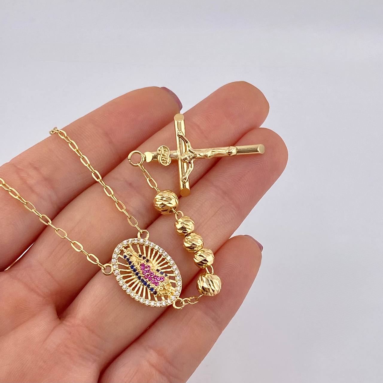 Rosario Virgen de Guadalupe 13.5g / 61cm / 5mm Oro Amarillo 18K