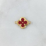 Herraje Trebol VCyA 1gr / 2cm / Diamantado Resina Roja Oro Amarillo Nac.Esp. 18K ©