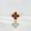 Herraje Trebol VCyA 1gr / 2cm / Diamantado Resina Roja Oro Amarillo Nac.Esp. 18K ©