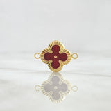 Herraje Trebol VCyA 1gr / 2cm / Diamantado Resina Roja Oro Amarillo Nac.Esp. 18K ©