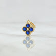 Dije Flor Borde Texturizado 1.15gr / 1.5cm / Circones Azul Rey Oro Amarillo 18K ©