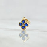 Dije Flor Borde Texturizado 1.15gr / 1.5cm / Circones Azul Rey Oro Amarillo 18K ©