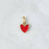 Dije Corazón Borde Texturizado 0.55gr / 1.5cm / Resina Roja Oro Amarillo 18K ©