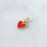 Dije Corazón Borde Texturizado 0.55gr / 1.5cm / Resina Roja Oro Amarillo 18K ©