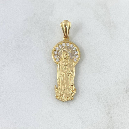 Dije Virgen Guadalupe Aureola 4.15gr / 4cm / Circones Blancos Oro Amarillo 18K ©