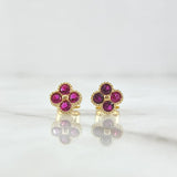 Topos Flor Borde Texturizado 1.9gr / 6.4cm / Circones Fucsia Oro Amarillo 18K ©
