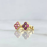 Topos Flor Borde Texturizado 1.9gr / 6.4cm / Circones Fucsia Oro Amarillo 18K ©