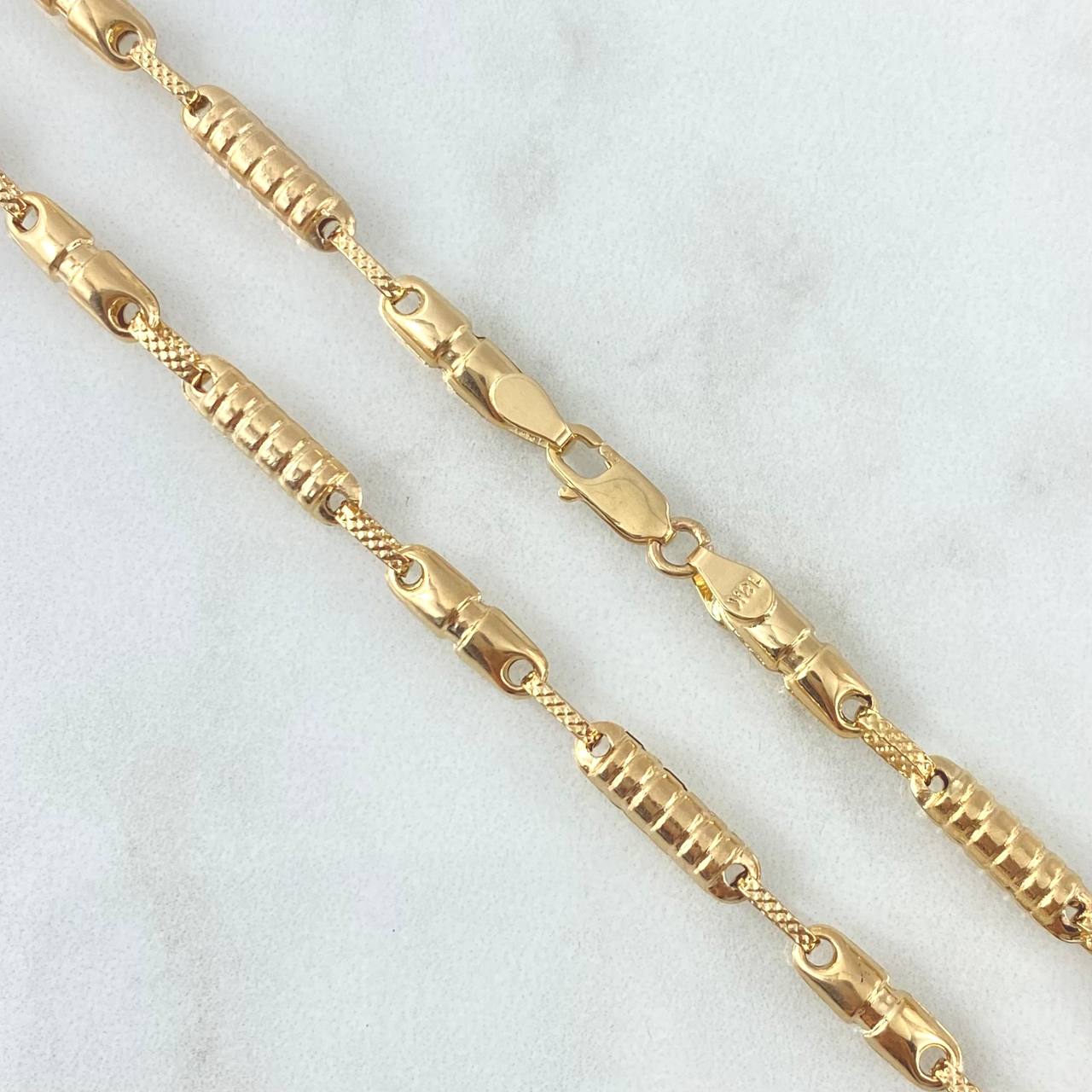 Cadena Rustica Barril Rayado 13.9gr / 60cm / 4mm Oro Amarillo 18K ©