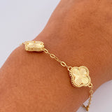 Pulso Aro Seguido Trebol 5.3gr / 17.9cm / 1.6mm Diamantado Oro Amarillo Nac.Esp. 18K &