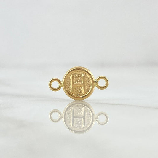 Herraje Letra H 0.4gr / 1.5cm / Circulo Texturizado Rustico Oro Amarillo 18K