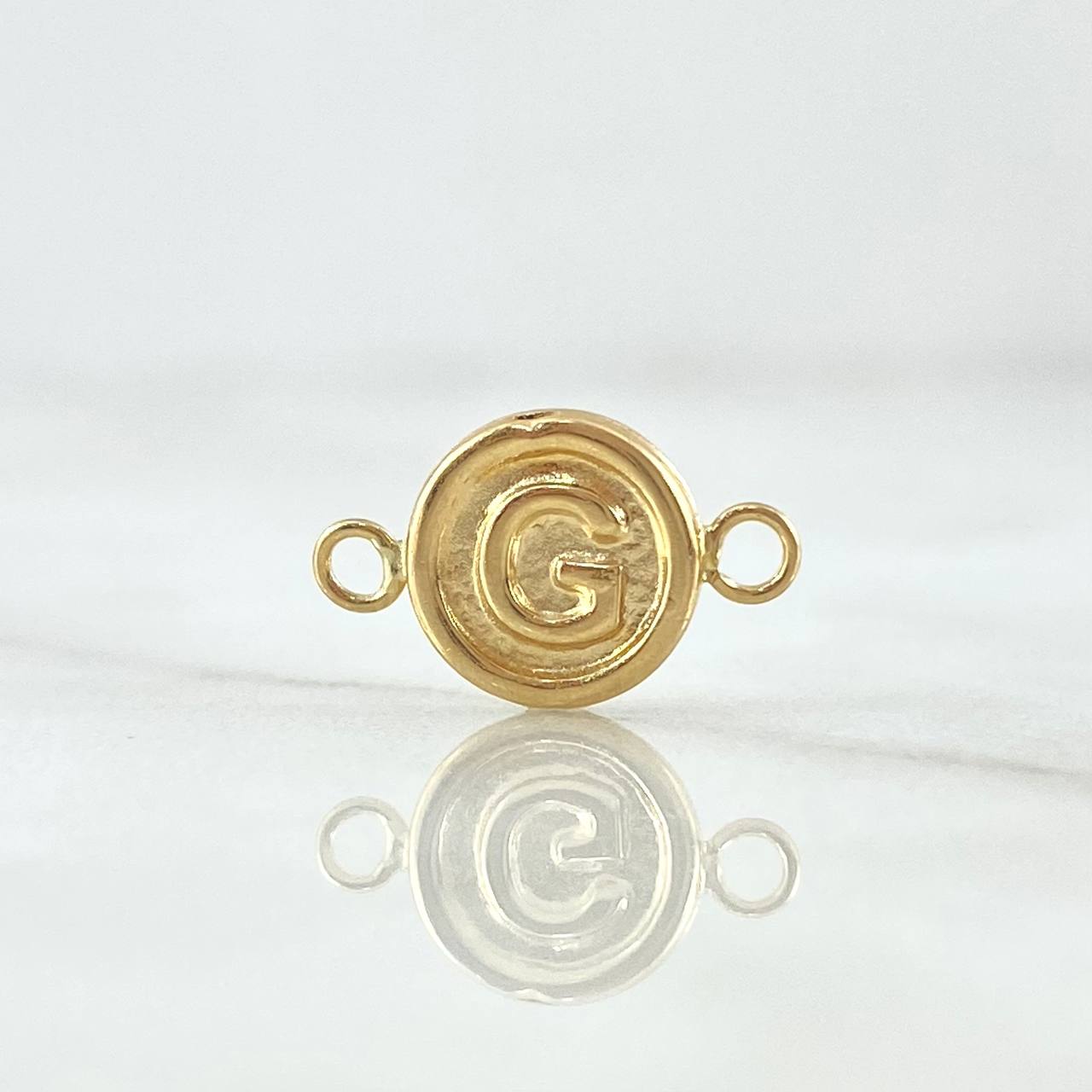 Herraje Letra G 0.35gr / 1.3cm / Circulo Mate Oro Amarillo 18K