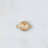 Herraje Letra T 0.45gr / 1.3cm / Circulo - Resina Rosa Oro Amarillo 18K