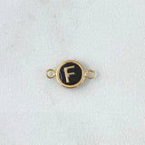 Herraje Letra F 0.4gr / 1.3cm / Circulo - Resina Negra Oro Amarillo 18K